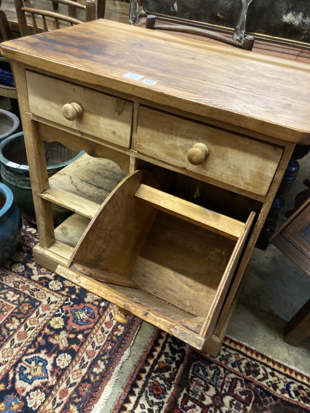 A pine low cupboard, width 82cm depth 50cm height 87cm